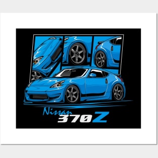 Blue Nissan 370z JDM Car Posters and Art